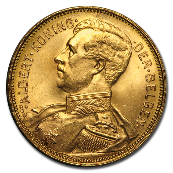 1914 Belgium Gold 20 Francs Albert I BU 1914 Belgium Gold 20 Francs Albert I BU